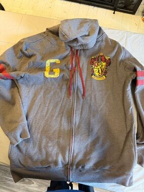 Gryffindor Crest Zip Hoodie - Gray with Red Accents